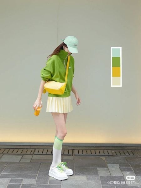 Xanh lá phối với màu gì - kem và be