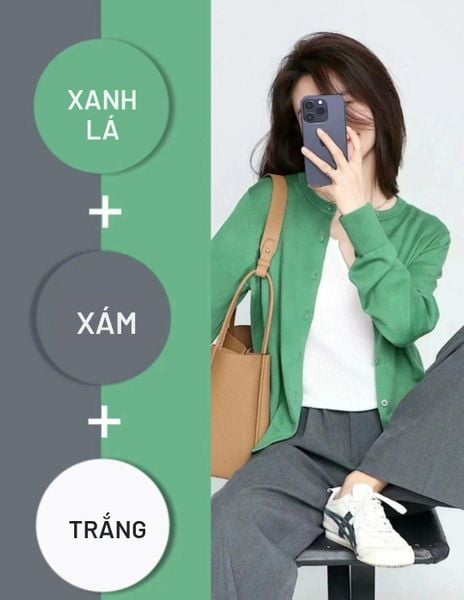 Xanh lá phối với màu gì - xám