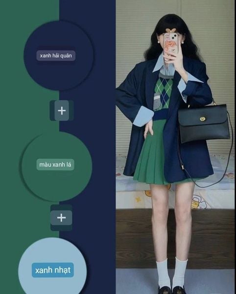 Xanh lá phối với màu gì - xanh navy