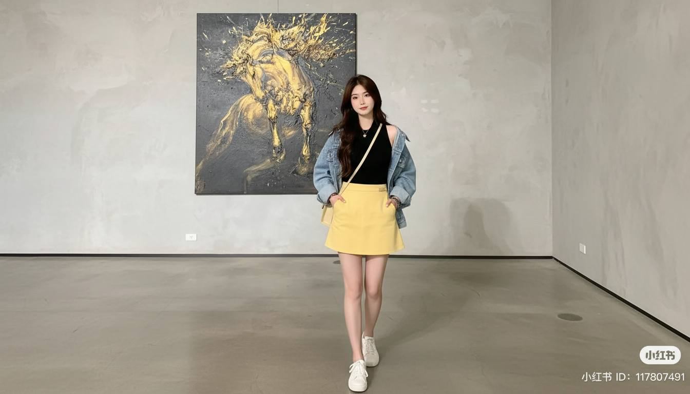 Chân váy ngắn phối áo khoác denim hoặc áo da mỏng cá tính