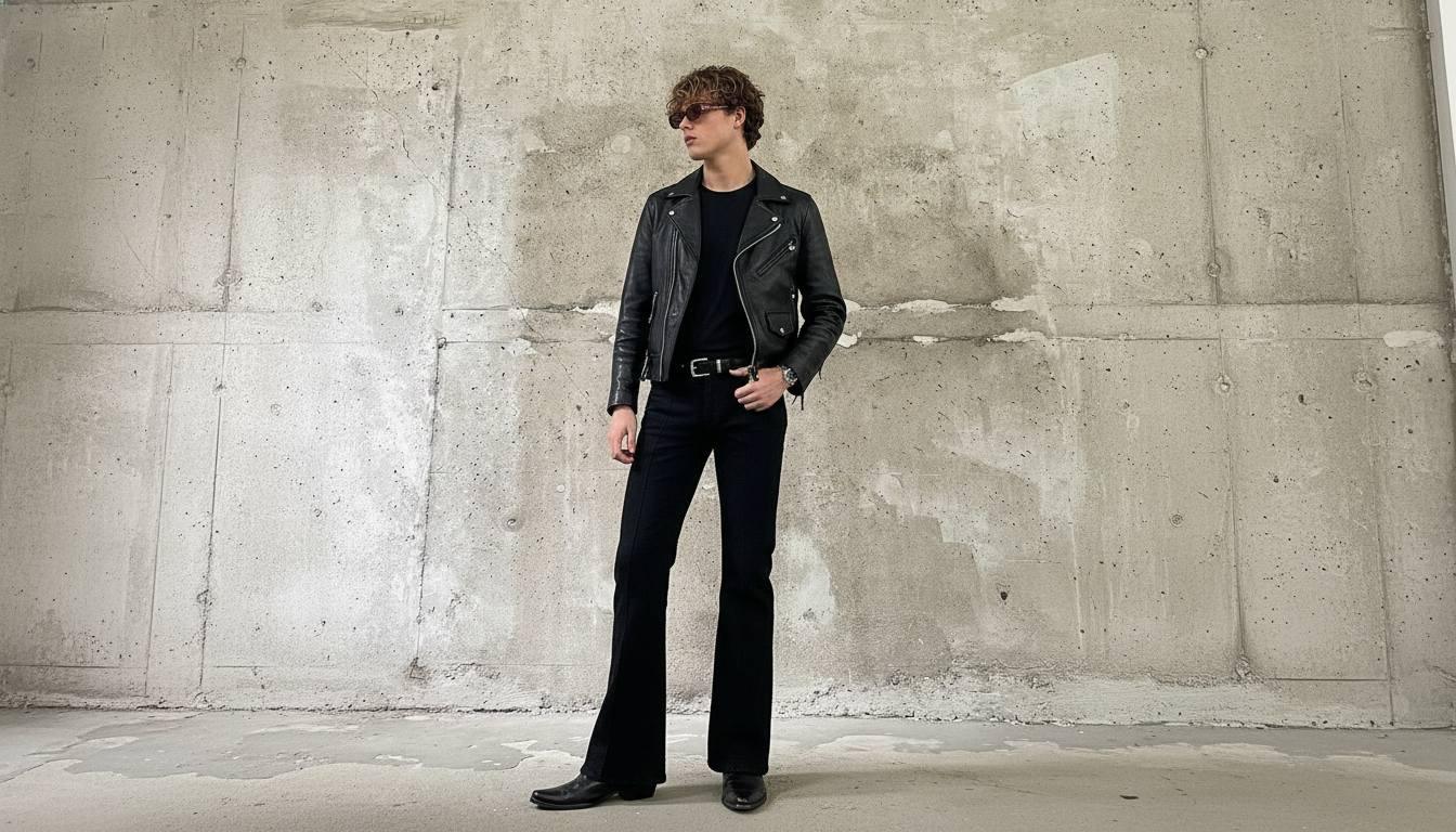 Quần jean ống loe phối outfit monochrome tối giản và sang hơn