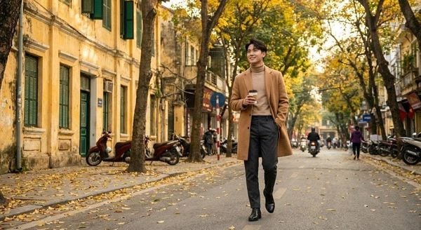 Outfit giáng sinh - Áo len cổ lọ phối Áo dạ dài (Overcoat) và Quần tây