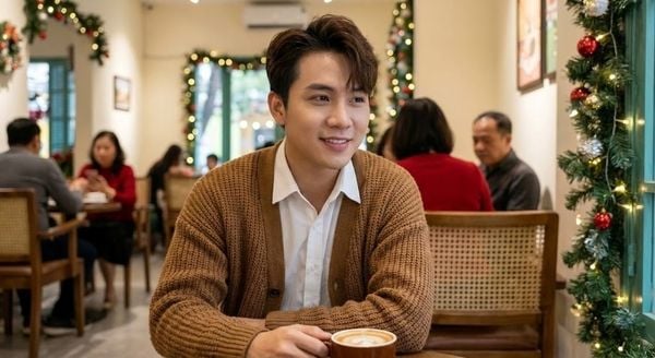 Outfit giáng sinh - Layer Áo sơ mi trắng phối Cardigan nâu/xám