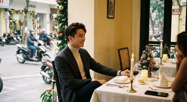 Outfit giáng sinh - Blazer dạ phối áo len cổ lọ mỏng