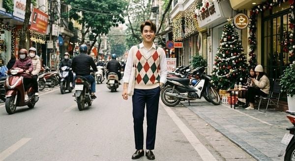 Outfit giáng sinh - Len Gile (Vest) phối Sơ mi trắng phối Quần Tây