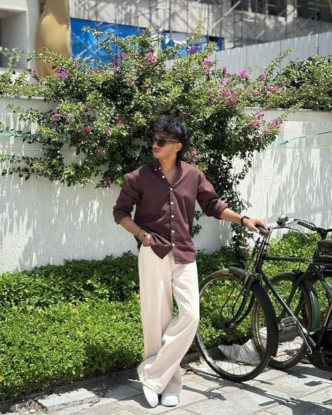 Phối đồ nam với Sơ mi cổ Cuba hoặc áo đũi + quần linen