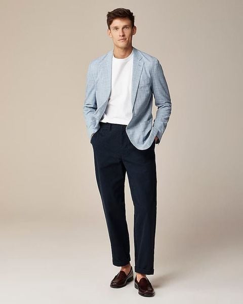 Phối đồ nam với Blazer unstructured + tee + jeans tối + loafer