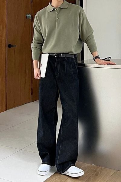 Phối đồ nam theo với Jeans tối màu