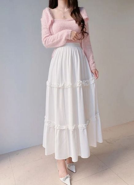 Cách phối đồ với chân váy xòe dài - Người thấp nên phối thế nào