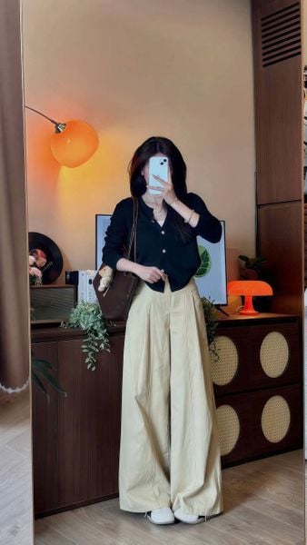 Cách phối đồ với quần ống rộng - khi đi làm