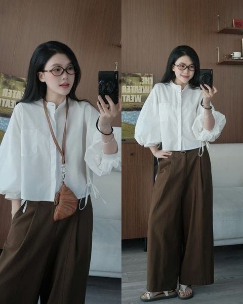 Cách phối đồ với quần ống rộng - Sandal quai mảnh