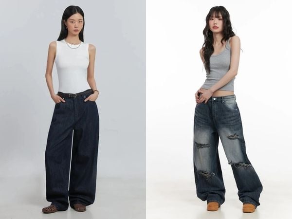 Mix quần ống rộng cùng áo tank top