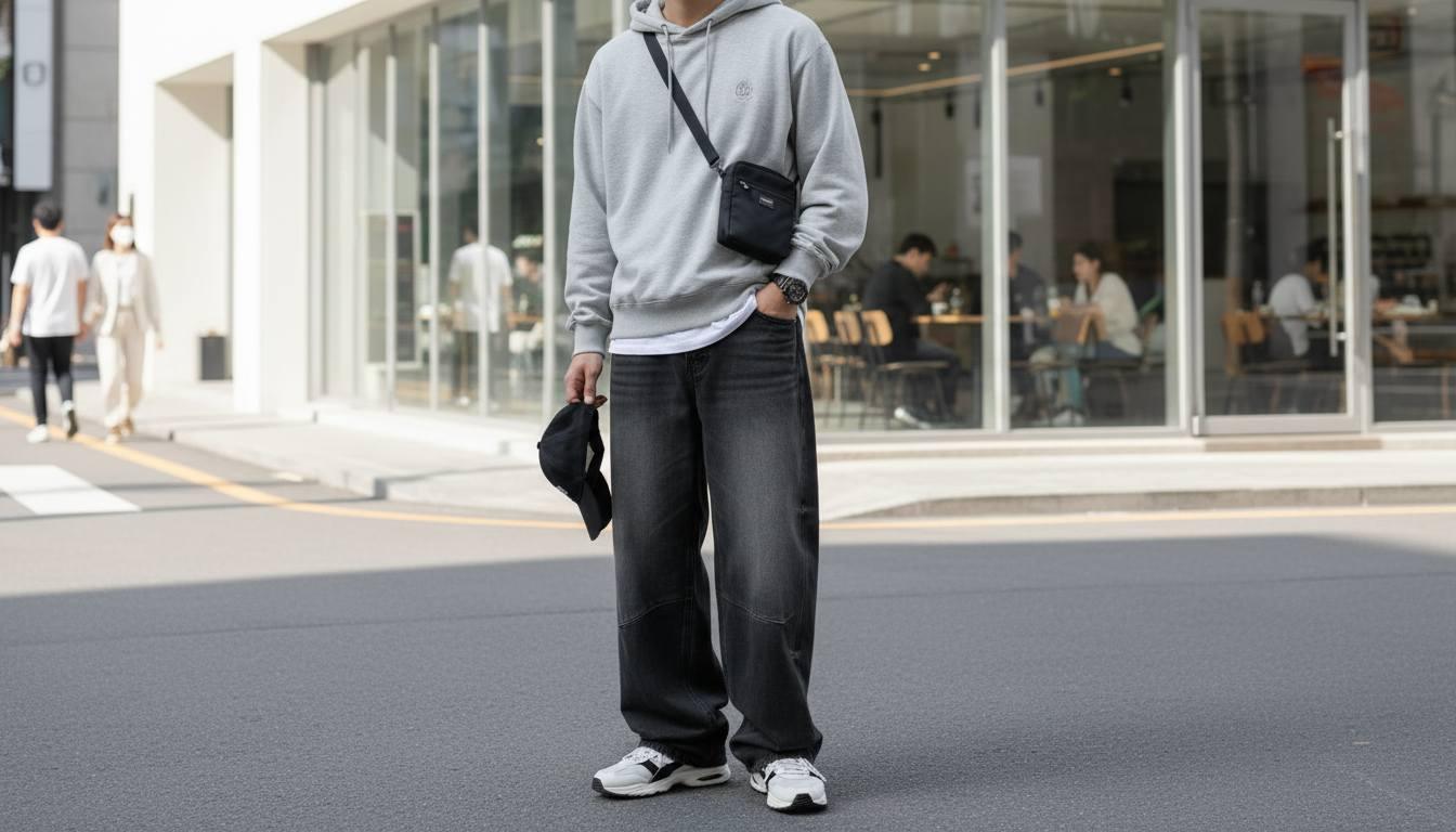 Quần ống suông nam phối áo hoodie thoải mái và trẻ trung