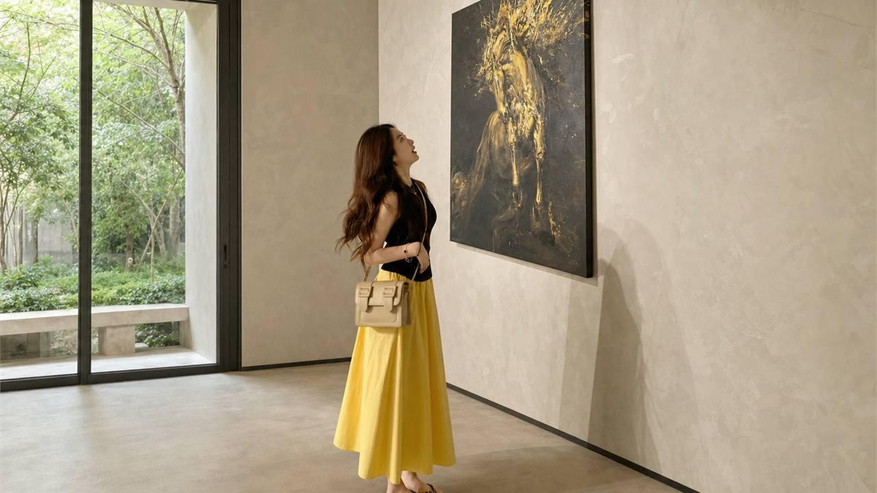 Knit top gọn phối với chân váy vàng giúp outfit mềm và tinh hơn