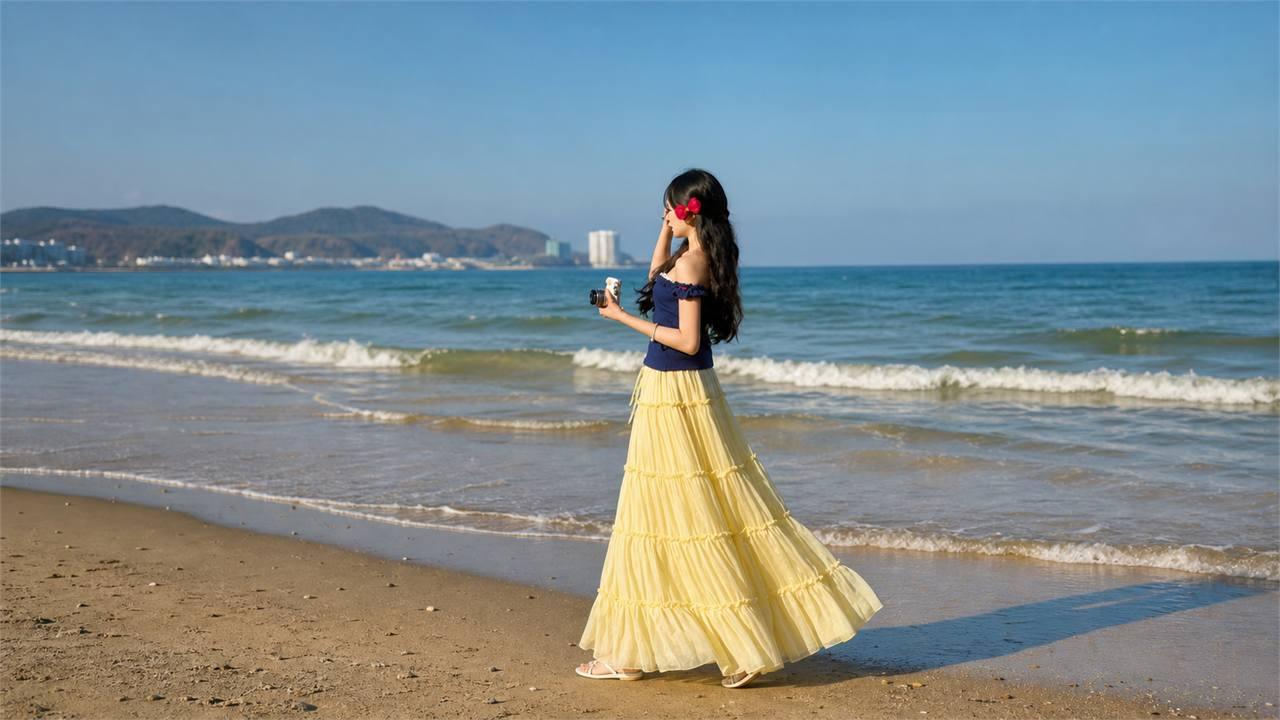 Sandal là kiểu giày hợp với chân váy vàng khi muốn outfit nhẹ và nữ tính