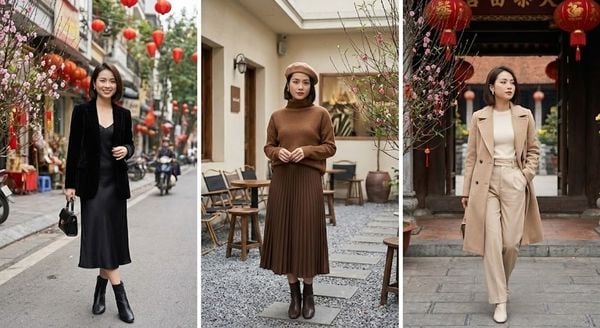 Set đồ đi chơi Tết cho nữ - All-black hoặc Monochrome thời thượng