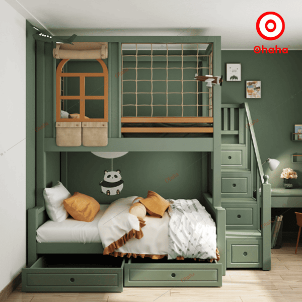 Giường tầng cho bé trai thiết kế dễ thương, an toàn