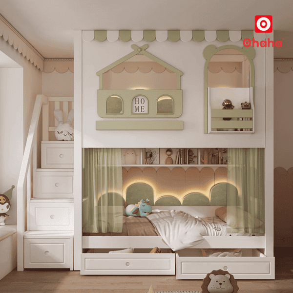 Giường tầng thông minh phối màu dễ thương xu hướng 2025