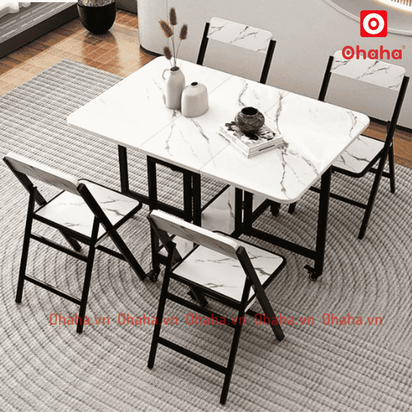 Bàn ăn thông minh xếp gọn 4 ghế