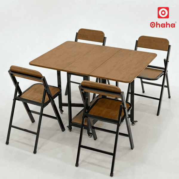 Bàn ăn 4 ghế thông minh xếp gọn