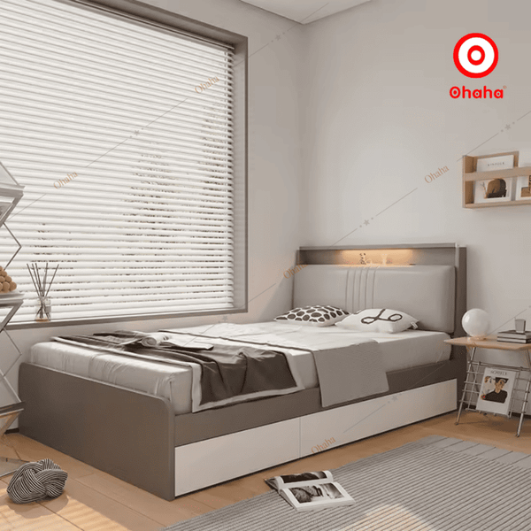 Giường ngủ bọc nệm có đèn LED cảm biến