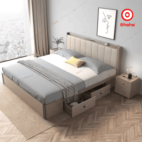 Mẫu giường ngủ bọc nệm đầu giường cao, tốt cho sức khỏe
