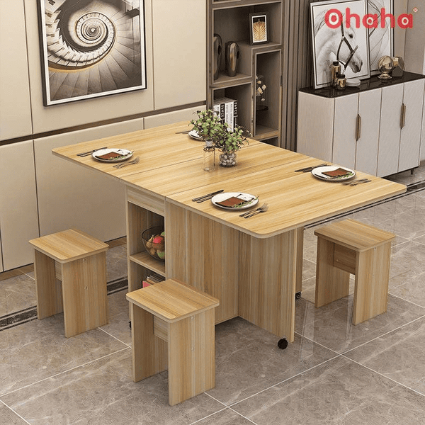 Mẫu bàn ăn 4 ghế hiện đại cho gia đình trẻ