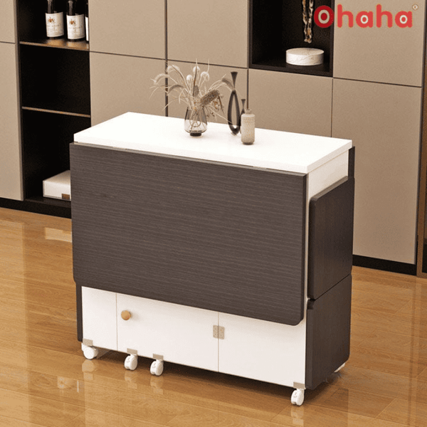 Bàn ăn ăn xếp gọn có ngăn chứa ghế tiết kiệm diện tích