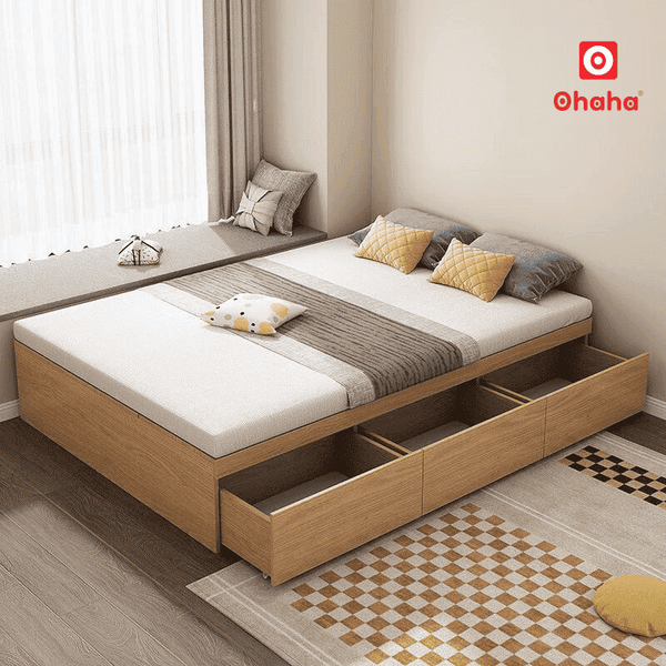 Giường ngủ GC064 hiện đại kiểu hộp có ngăn kéo tiện lợi