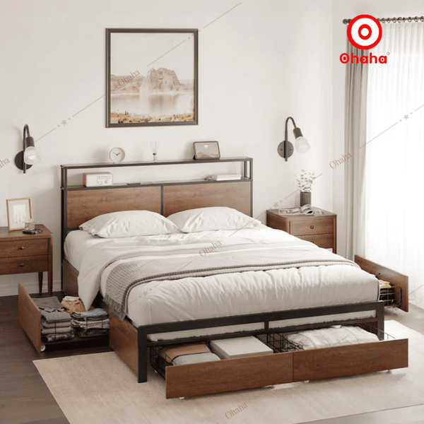 Giường sắt OHAHA - GS004 thiết kế hiện đại, thanh lịch