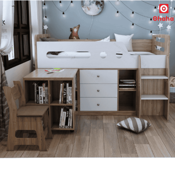 Giường tầng kết hợp bàn học đa năng, tiện lợi