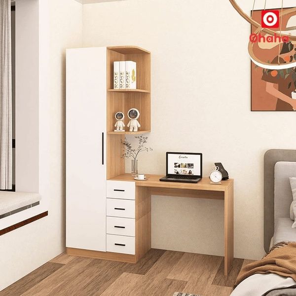 Bàn học kết hợp kệ và tủ quần áo tiện lợi