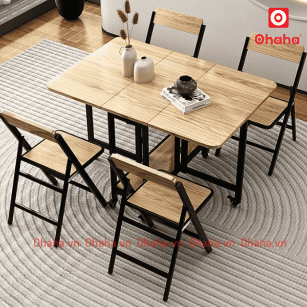Bàn ăn thông minh xếp gọn 4 ghế