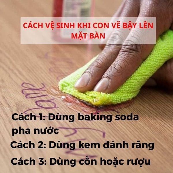Cách vệ sinh khi con vẽ bậy lên bàn học