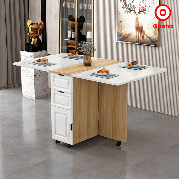 Bàn ăn thông minh xếp gọn Ohaha có bánh xe - BA026