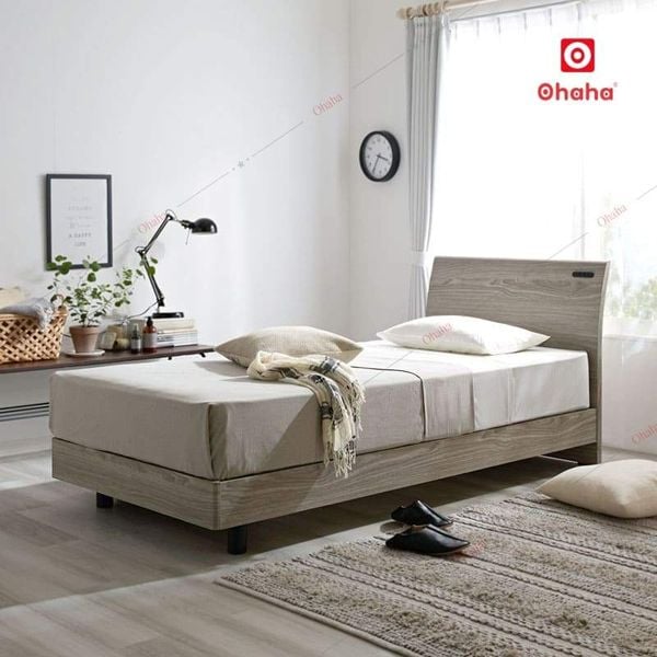 Giường ngủ màu beige phong cách Bắc Âu đơn giản, có gu
