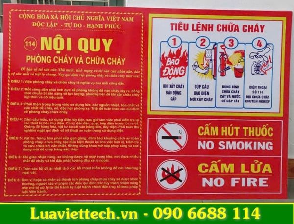 bảng tiêu lệnh và nội quy pccc