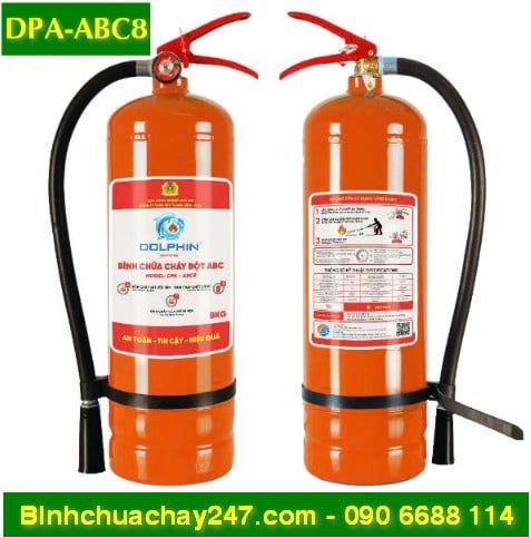 Bình chữa cháy bột ABC Dolphin DPA-ABC8 có tem kiểm định