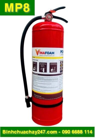 Bình chữa cháy VinaFoam xách tay bột ABC 8kg MP8, có tem kiểm định