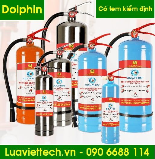 Bình chữa cháy Dolphin có tem kiểm định