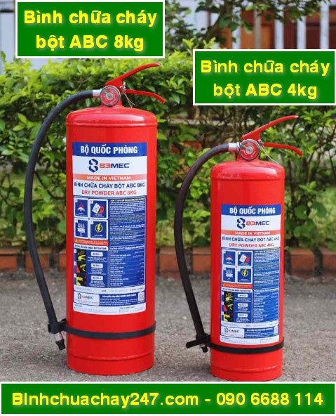 bình chữa cháy bột ABC 4kg và 8kg 83MEC Bộ Quốc Phòng