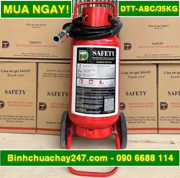 Bình chữa cháy bột ABC Safety 35KG dạng xe đẩy