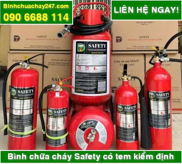 Bình chữa cháy SAFETY CHÍNH hãng có tem kiểm định giá rẻ giá sỉ