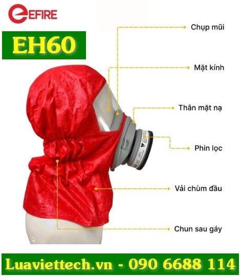 Mặt nạ phòng khói, khí độc EFIRE EH60 - Chuyên dụng cho PCCC, QCVN 10:2012, Thông tư 103-2025 giá rẻ giá sỉ
