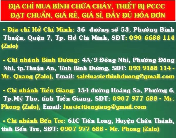địa chỉ mua bình chữa cháy, thang dây thoát hiểm, mặt nạ lọc khói khí độc