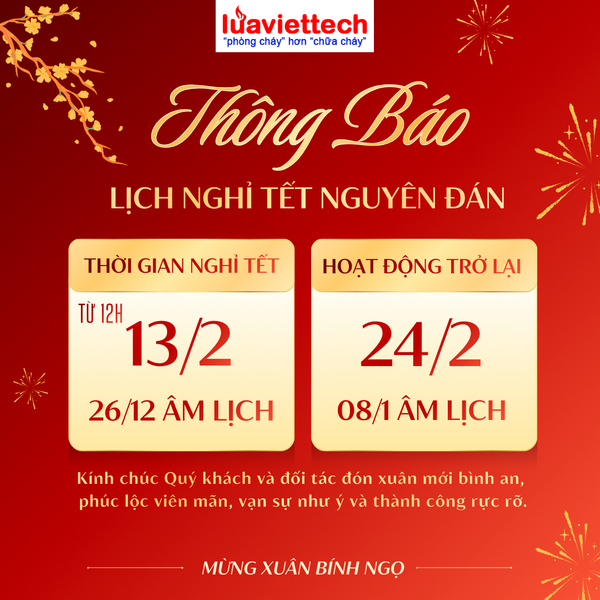 THÔNG BÁO LỊCH NGHỈ TẾT NGUYÊN ĐÁN BÍNH NGỌ 2026