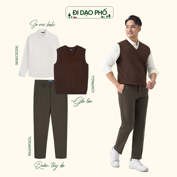 'Cặp bài trùng' sơ mi, gile len nâng tầm oufit đi xem phim của bạn