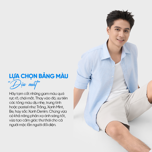 Ưu tiên các tông màu dịu nhẹ, trung tính hoặc pastel như: Trắng, Xanh Mint, Be, hay sắc Xanh Denim