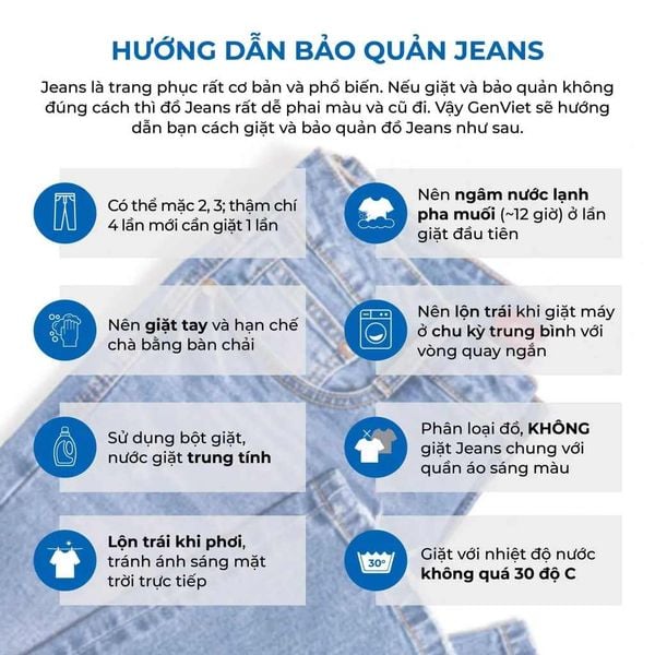 Hướng Dẫn Cách Bảo Quản Quần Jeans - GenViet Jeans