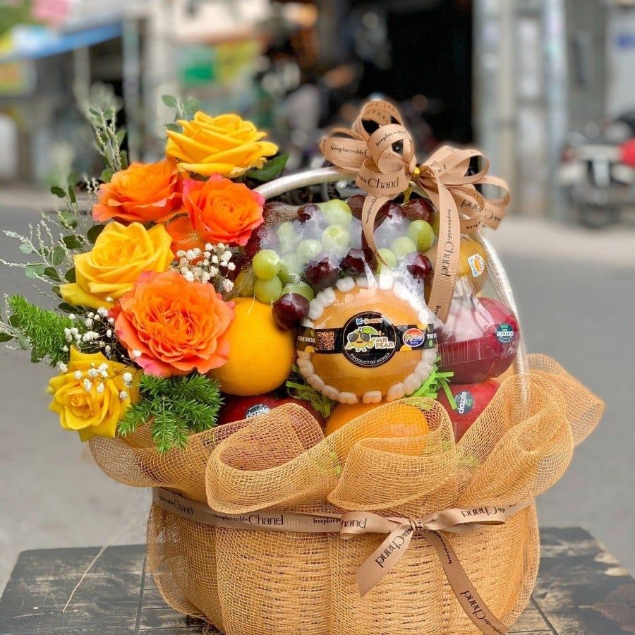 cách trang trí giỏ quà Tết